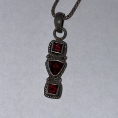 Vintage Red Garnet Necklace 925 Silver