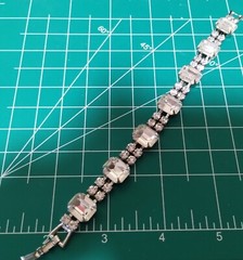 CLEARANCE Vintage Weiss Clear Rhinestone Bracelet Fold Over Clasp. #389