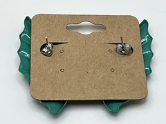 Lg Vintage Teal Fan Shaped Statement Earrings For Pierced Ears 1970-1990 Style