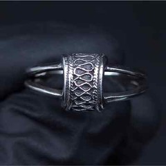 Vintage Sterling Silver Elegant Lattice Design Dual Shank Band, size 7.5