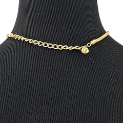 MESH gold-tone pendant necklace – vintage white milk glass & rhinestone drops