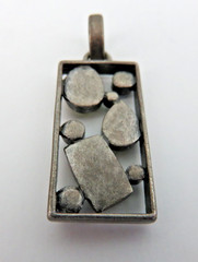 Vintage Artisan Mosaic Colorful Mixed-Stone Boho Eclectic Jewelry Pendant