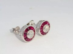 Art Deco Style Lab Created Diamond Wedding Anniversary 14K White Gold FN Earring