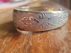 Vintage Embossed Sterling Silver Cuff 7.25″ Bracelet LATVIAN?