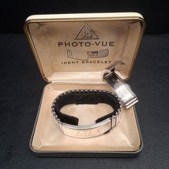 Vintage Signed JB Photo-Vou ID Stretch Bracelet Sterling/Stainless Steel. 17.491