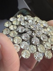 Glamorous Rhinestone Brooch Dome Prong-set Unmarked Vintage Flashy Pin