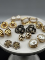 Lot Of 9 Pairs Vintage Retro & Modern Clip On & Post Earrings 70s 80s 90s To Now