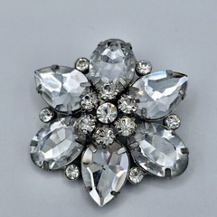Elegant Flower Brooch Vintage Clear Jeweled Floral Estate Jewelry Floral Pin