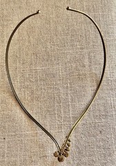 Vtg Brass Collar Necklace Modernist Brutalist V Shape Abstract Statement Solid
