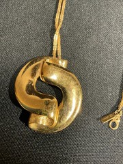 Vintage Gold Tone MONET Modernist Rope Knotted Pendant Necklace Designer