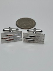 Vintage Anson Sterling Silver Cufflinks Mid Century Modern Texturized Rectangle