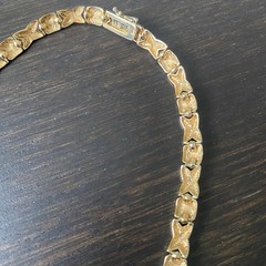 Vintage FAS 925 Starling Silver Vermeil XO Pattern Necklace Approx 18”L & 29g