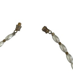 Vtg 1950-1970 Freshwater Pearl Seed Puka Shell Gold Tone Barrel Closure Necklace
