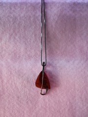 Vintage Baltic Amber Pendant Necklace With Silver Tone Chain, 16″ Long