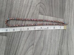Art Deco Painted Swirl Gold Pearl Necklace 18 inches Grannycore Hippy Vintage