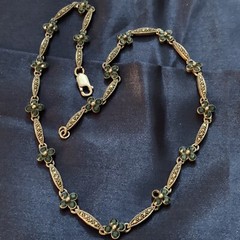 925 STERLING SILVER DECO REVIVAL BLUE STONE MARCASITE FLOWER STATION NECKLACE