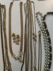 Vintage Costume Jewelry Lot 12 Pairs Earrings & 17 Necklaces Gold & Silver Tone