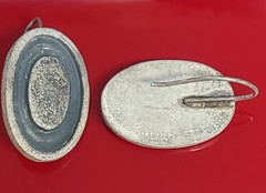 VTG 925 Mexico Oval Oxidized Gray 1in Earrings Sterling Silver 13g Rustic Estate