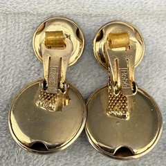 Vintage Hobe Clip On Earrings Gold Tone Ka Fu Statement 80s