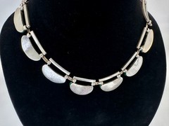Vintage Taxco TS-108 925 Silver Malachite Onyx Necklace Bracelet Earrings