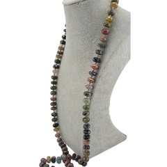 32″ Genuine Multi Tourmaline Faceted Hand Knotted Gemstone Necklace 925