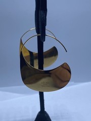 Celine Gold Tone Crescent Shield Hoop Earrings Made in Italy COA 1.5″