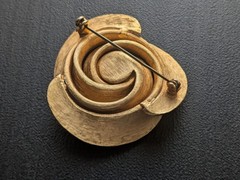 Vintage 1960s Gold Tone Floral Brooch Matte Statement Pin Womens