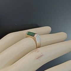 Sterling Silver Ring Green Stone Eilat Minimalist Modernist Men’s Pinky Women