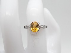 Vintage 1940s $5000 2.30ct Natural Yellow Sapphire VS G Diamond Platinum Ring