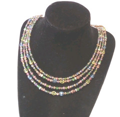 VTG Michael Golan 4 Strand Mixed Stones and Multicolor Crystals Necklace 18 inch