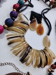 35x Vtg-Now Chunky Mixed Jewelry Lot – Wood Bone Stones Tribal Necklace Earrings