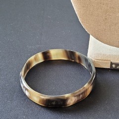 Vintage Natural Buffalo Horn Bangle Bracelet Marbled Boho Minimalist