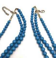Chunky Turquoise Blue Bead Necklace 3 Strand Graduated Statement 19 – 21 in