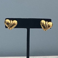 Earrings Monet Gold Tone Heart Pierced Knot Brushed Matte 80’s Vintage