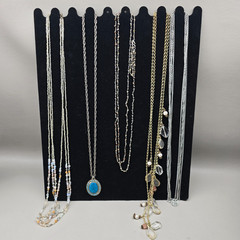Vintage Necklace Lot Beaded Charm Chain Layering Gold Tone Silver Tone
