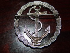 Vintage Coro Enamel Brooch: Blue & White Enamel, Anchor/Nautical