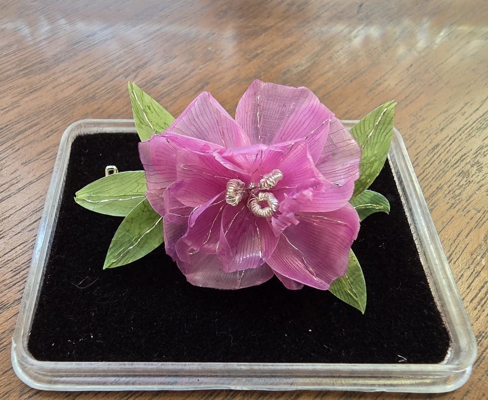 Vintage Authentic Portuguese FISH SCALE FLOWER Brooch Pin Santo Amaro Pico EUC