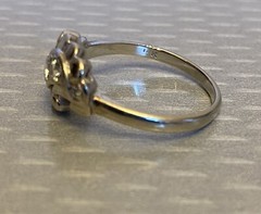 estate 14K White Gold Diamond Ring 50s MCM Swirl Natural 5-Stone .25ct size 7.5