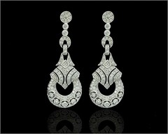 Art Deco Style Lab Created Diamond Wedding Drop 14K White Gold Finish Earrings