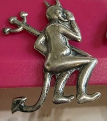 Vtg Sterling Silver Angel & Devil Whispering Screw back Earrings Good Evil 925.