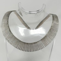 Vintage Sterling Silver 925 Italy Etched Fan Fringe Collar Necklace 15.5” 36.1g