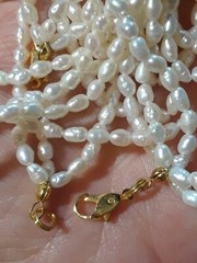 Mother of Pearl white beaded necklace, freshwater pearls? + other necklaces.