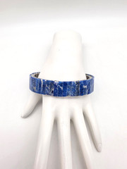 VINTAGE BLUE LAPIS LAZULI STONE ON STRETCH WATCH BAND 7.25″ BRACELET NEVER WORN!
