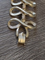 3 Piece Set Vintage Clip on Collar Bracelet Gold Tone AB Chunky Ribbon