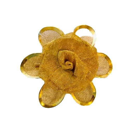 Vtg Metal Mesh Flower Gold Tone Brooch Pin 1.75″ Signed AAi