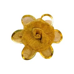 Vtg Metal Mesh Flower Gold Tone Brooch Pin 1.75″ Signed AAi
