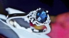 14k white gold sz 7.75 ring 1.00ct natural, treated sapphire diamond 3.30g N3397