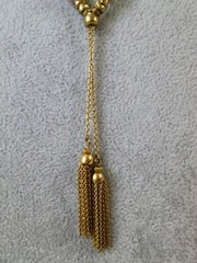 Vintage Ball Slide Bolo Lariat Necklace Gold Tone 34″ Adjustable / Beaded / Y