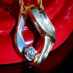 14k multi tone gold pendant 0.24ct natural diamond 0.93″ slide charm 5.70g N3645