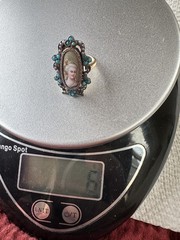 Antique Victorian era 14k Gold Silver Top Pearl Miniature Portrait Ring